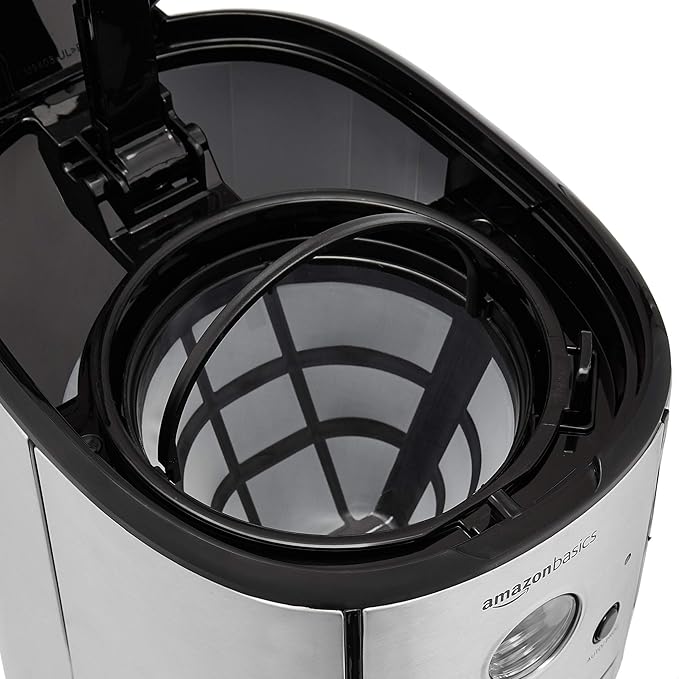 Amazon Basics Programmable Coffeemaker with Carafe and Reusable Filter Stainless Steel 12 Cups Black