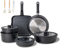 JEETEE 25pcs Pots and Pan Set Non StickDetachable Handle Cookware SetInduction Cooking &amp RV Camping Stackable Pots PansHealthy Kitchen Cookware Set PFAS/PFOA FreeBlack