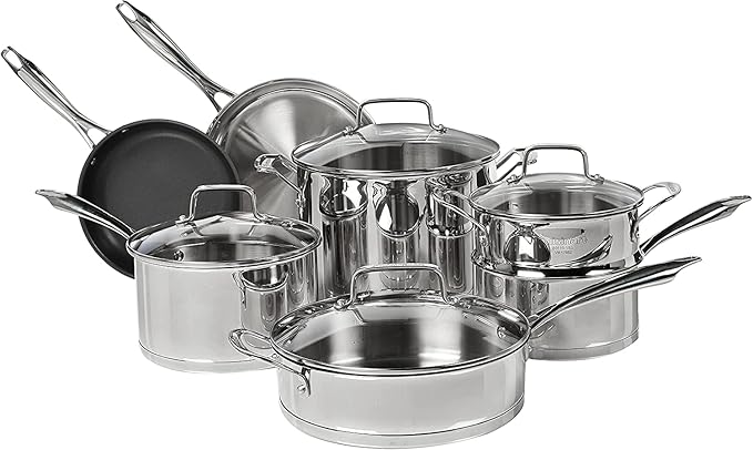 Cuisinart 11-Piece Cookware Set Professional Stainless Steel 89-11Silver