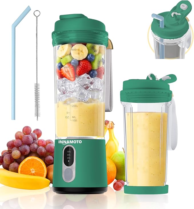 Portable Personal Size Mini Blender - Cordless Small Blender for Smoothies &amp Shakes 20oz Juice Cup With Leak-proof Travel Lid Powerful Blending Freshly Squeezed in Picnic/Office/Gym