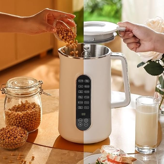 Asixxsix Nut Milk Maker Multifunctional Smart Touch Control Soy Milk Maker Machine with 10 Blades 1.2L Hot Drink 1.5L Cold Drink Wall Breaking Machine for Homemade Almond Oat Soy (US