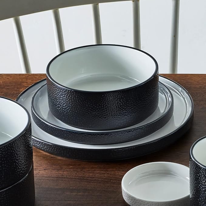 Noritake ColorTex Stone Black 12-Piece Dinnerware Set Service for 4