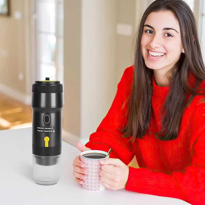 KOCASO Portable Electric Espresso Machine Cordless Coffee Maker Self-Heating Car Espresso Maker with Anti-Dry Burn Fit for Ground Coffee/NS/DG Capsules for Car Camping Hiking RV Home Office