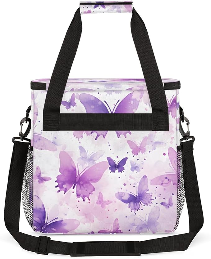 Abstract Butterfly Coffee Maker Carrying Bag Glitter Butterfly Travel Storage Bag Compatible with K-Mini or K-Mini Plus Single Serve Coffee Brewer Carrying Case with Pockets &amp Shoulder Strap