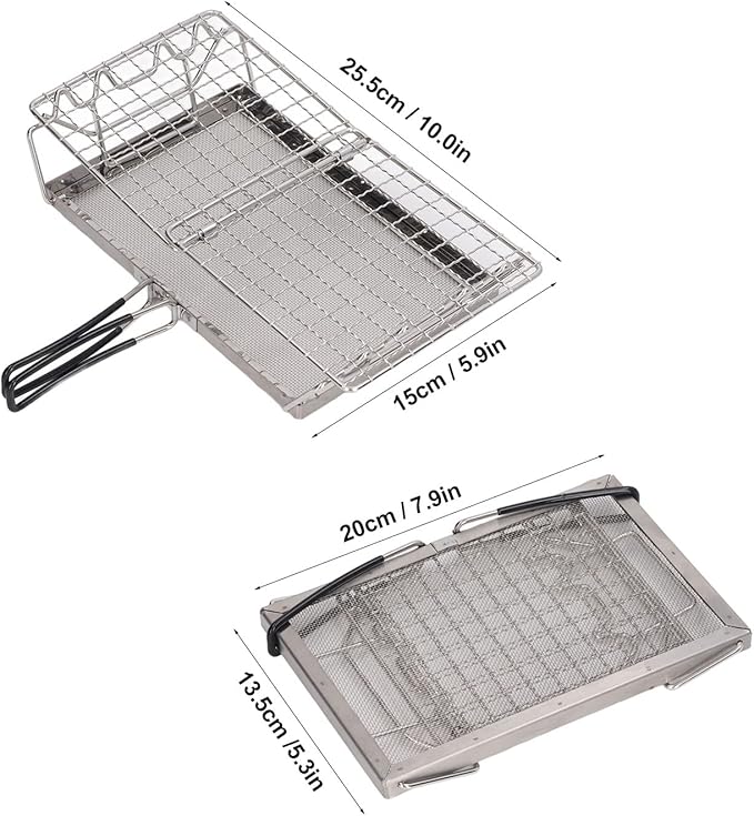 Portable Camping Stove Toaster Foldable Stainless Steel Stovetop Bread and Brush Maker Compact Grill Tool for Gas Stove Outdoor Picnic BBQ Cooking Accessory