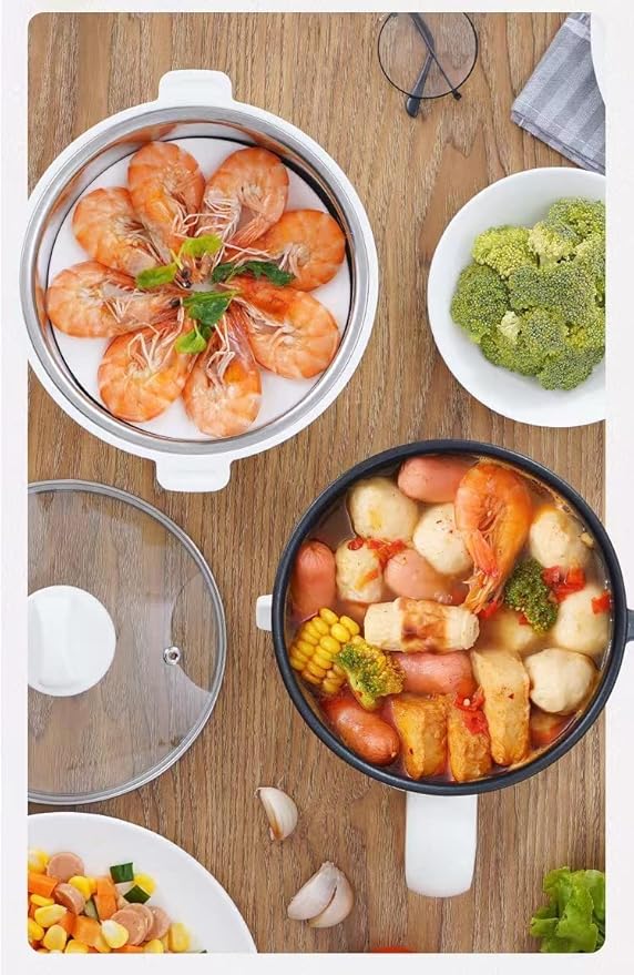 JYYBN Multi Electric Hot Pot Mini Rice Cookers with Temperature Control Non-Stick Noodle Pan Cooking Machine for Egg Pasta Soup Oatmeal