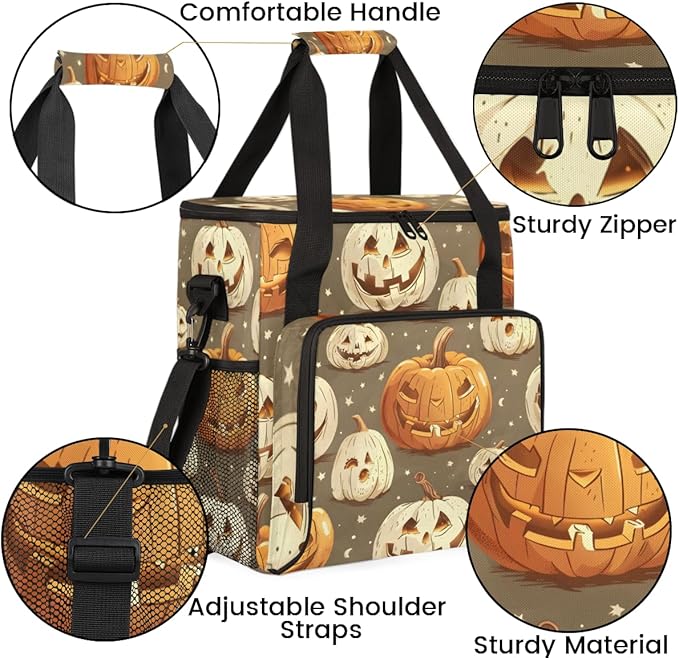 Halloween Pumpkin Coffee Maker Carrying Bag Modern Pumpkin Travel Storage Bag Compatible with K-Mini or K-Mini Plus Single Serve Coffee Brewer Carrying Case with Multiple Pockets &amp Shoulder Stra