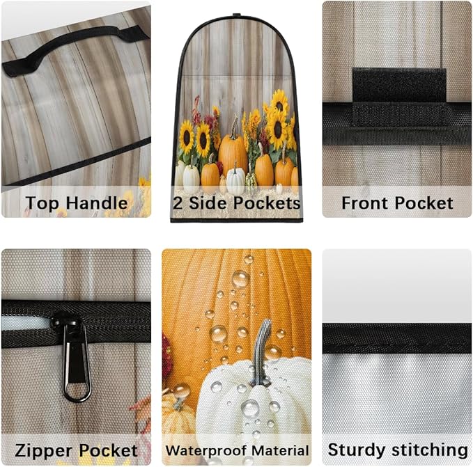 cfpolar Kitchen Aid Mixer Cover Compatible with 6-8 Quarts Pumpkin Sunflower Retro Stand Mixer Cover Kitchen Aid Mixers Accessories Appliance Organizer Bag Dust Covers with Zipper Pocket