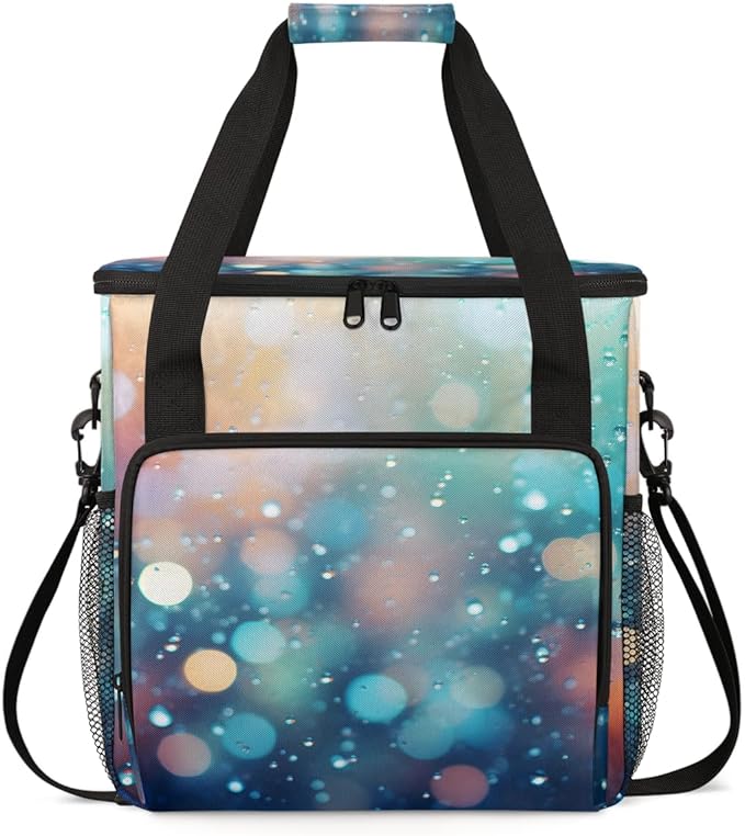 Glitter Coffee Maker Carrying Bag Green Neon Portable Travel Storage Tote Bag Compatible with K-Mini or K-Mini Plus Single Serve Coffee Brewer Carrying Case with Multiple Pockets &amp Shoulder Stra