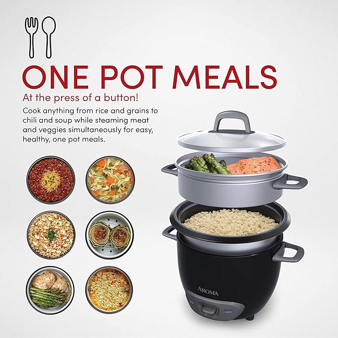 6-Cup Pot Style Rice Cooker and Food Steamer (Renewed)