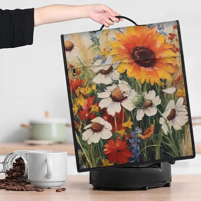 cfpolar Kitchen Aid Mixer Cover Compatible with 6-8 Quarts Oil Painting Sunflower Stand Mixer Cover Kitchen Aid Mixers Accessories Appliance Organizer Bag Dust Covers with Zipper Pocket