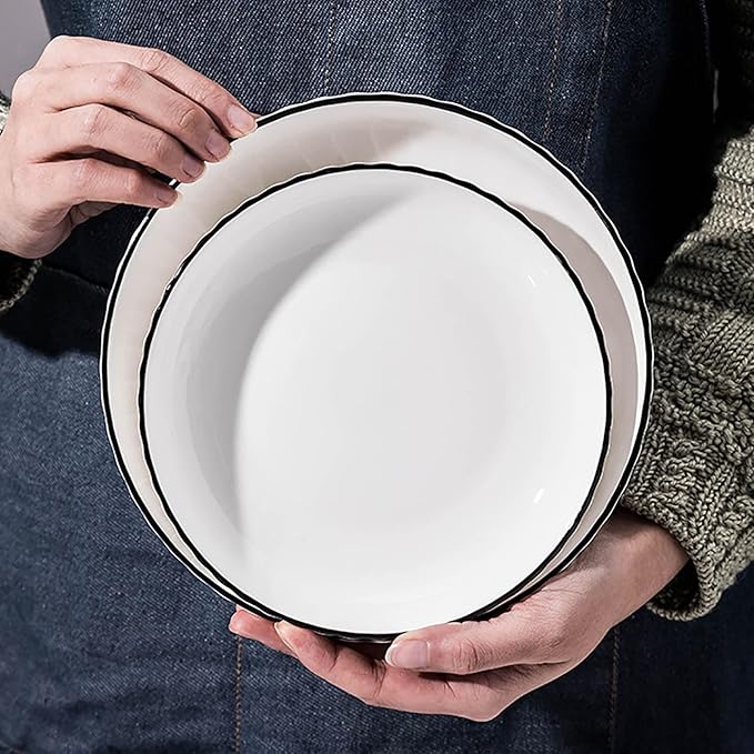 37 Pieces Kitchen Dinnerware Set Simple Ceramic Dishes Set Thick and Durability Dish Plates and Bowls Sets Stackable Dishware Sets High Temperature Firing Easy to Heat Microwave and Oven Safe