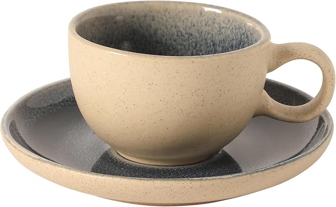 Gibson Elite Manila Bay 8-Piece Stoneware 5 oz Cup and Saucer Set Reactive Glaze Espresso &amp Coffee Cups with Saucers Assorted Colors