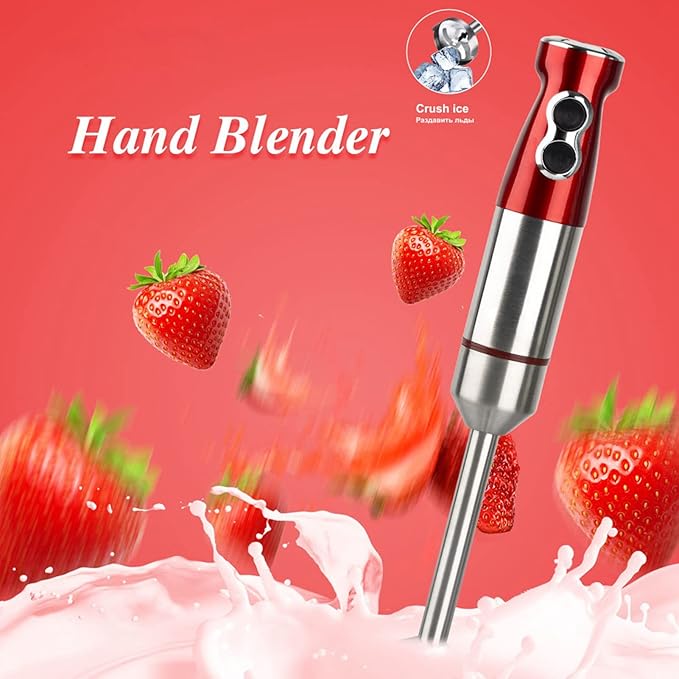 1000W Handheld Blender 12 Speed and Turbo Mode Electric Hand Blender Stainless Steel Immersion Handheld Stick Blender for Soup Puree Baby Food EU Plug