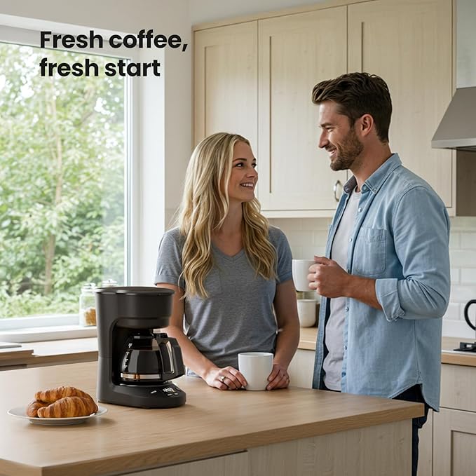 Kismile Compact Drip Coffee Maker Anti-Drip System Timer Removable Funnel &amp Auto Shut-Off Anti-Dry Protection Perfect Small Coffee Machine for Home &amp Office (Black)