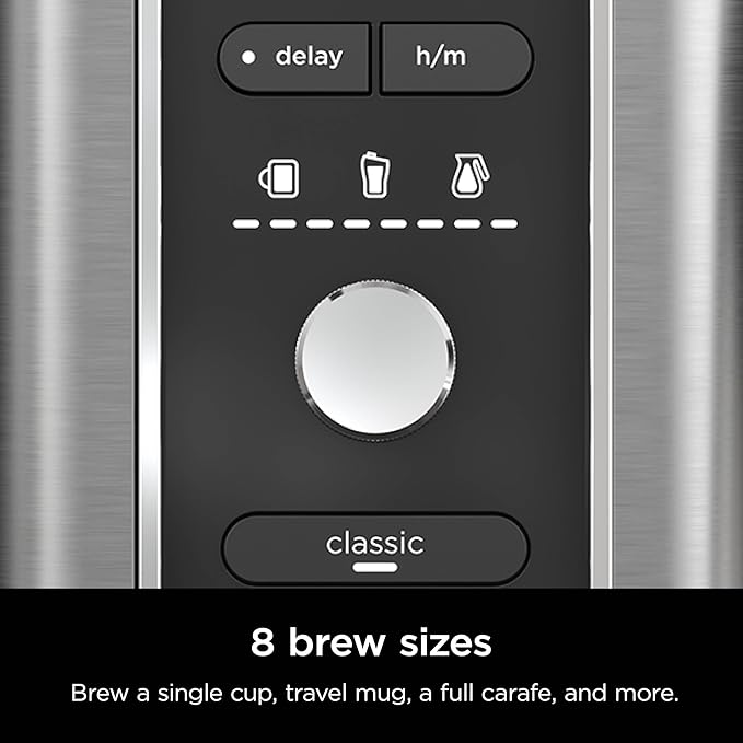 Ninja Hot &amp Iced XL Coffee Maker with Rapid Cold Brew 4 Brew Styles 8 Sizes Small Cup to Travel Mug Single-Serve Coffee Brewer 12-Cup Carafe Permanent Filter Removable Reservoir Black CM37