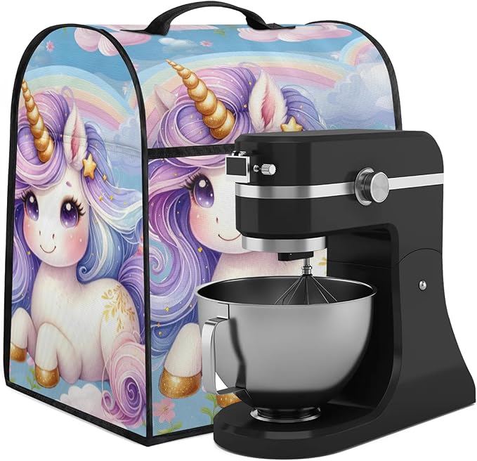 cfpolar Kitchen Aid Mixer Cover Compatible with 6-8 Quarts Unicorn Purple Rainbow Stand Mixer Cover Kitchen Aid Mixers Accessories Appliance Organizer Bag Dust Covers with Zipper Pocket