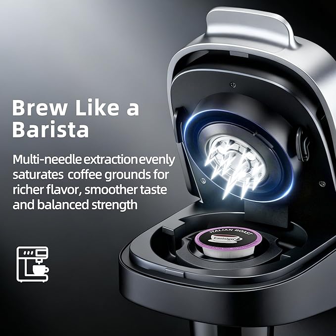 Small Single Serve Coffee Maker for K Cup and Ground Coffee Fast Brew One Cup Coffee 6 to 12 oz. Brew Sizes Machine with Descaling Reminder and Water Window Black