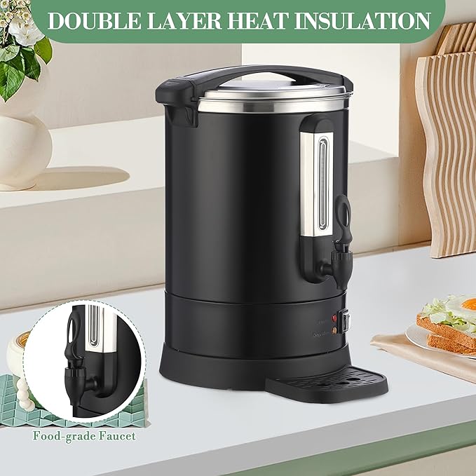 120 Cups Coffee Urn&ampHot Beverage Dispenser 18 L/4.8 Gal Double Wall Commerical Coffee Maker Large Capacity Hot Coffee Dispenser for Buffet Catering Wedding Gathering Stainless Steel Hot Water U