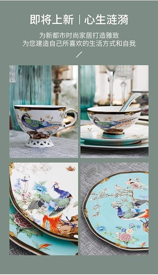 Dinnerware Sets Dish Set11pcs Bone China Tableware Set Ceramic Set Bowls and Plates Luxury Cups and Plates SetService for 1