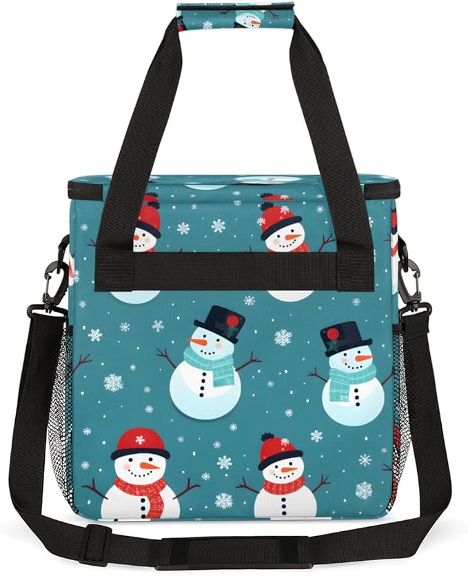 Christmas Snowman Coffee Maker Carrying Bag Dreamy Snowman Travel Storage Bag Compatible with K-Mini or K-Mini Plus Single Serve Coffee Brewer Carrying Case with Multiple Pockets &amp Shoulder Stra