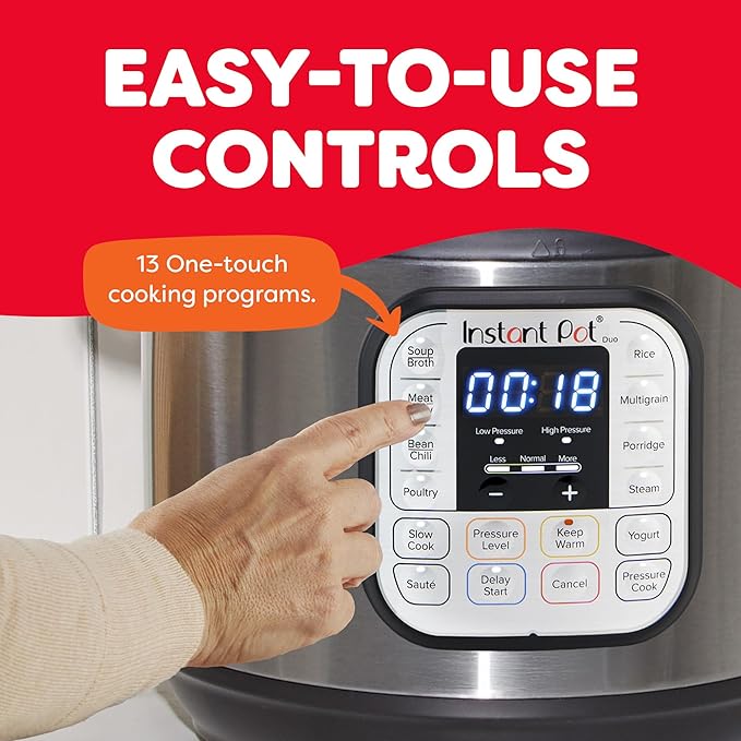 Instant Pot Duo 7-in-1 Electric Pressure Cooker Slow Cooker Rice Steamer Sauté Yogurt Maker Warmer &amp Sterilizer Includes App With Over 800 Recipes Stainless Steel 6 Quart
