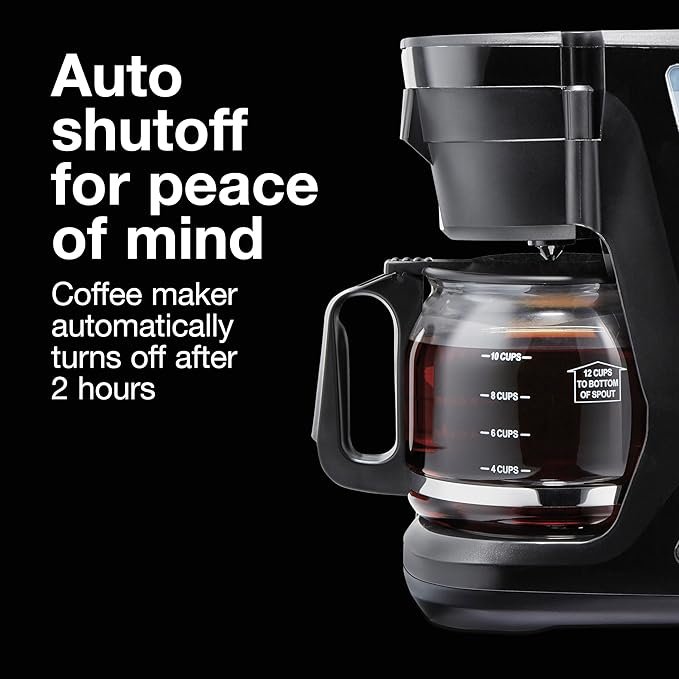 Proctor Silex FrontFill Drip Coffee Maker Digital &amp Programmable 12 Cup Glass Carafe Black and Silver (43685PS)