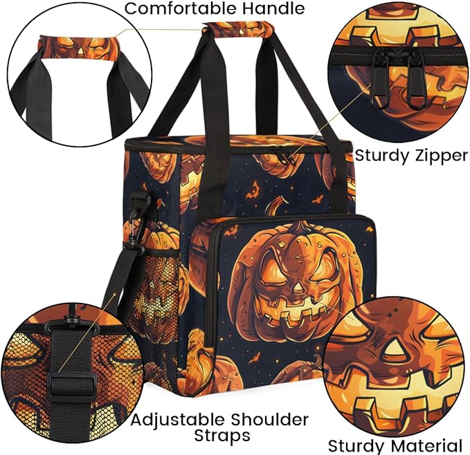 Abstract Pumpkin Coffee Maker Carrying Bag Fantastic Pumpkin Travel Storage Bag Compatible with K-Mini or K-Mini Plus Single Serve Coffee Brewer Carrying Case with Multiple Pockets &amp Shoulder St