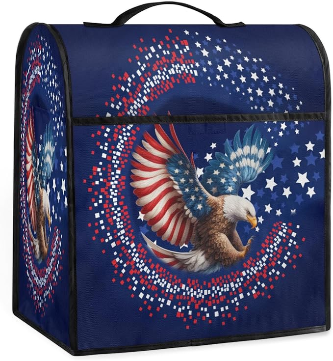 Kitchen Aid Mixer Cover Animal Eagle American Flag Stand Mixer Cover Compatible with 6-8 Quarts Stand Mixers Dust Covers with Zipper Pocket Foldable Washable Kitchen Aid Organizer Bag