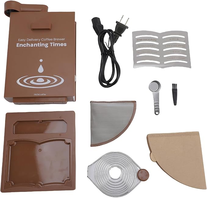 Foldable Pour Over Coffee Machine Electric Detachable Drip Coffee Maker with Stable Heating System for Home Travel Office 7 Holes Book Shaped Brewer for Flavorful Extraction