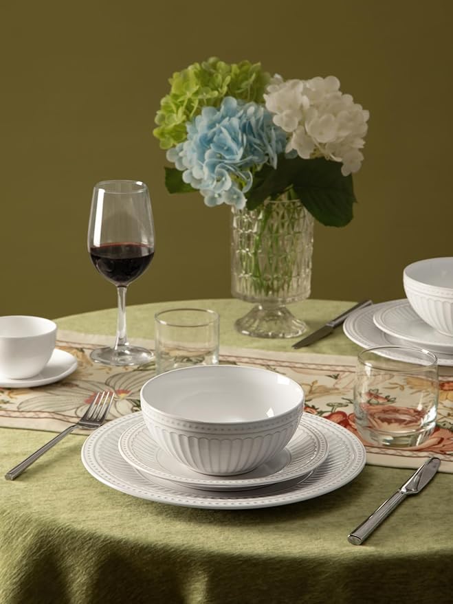 Famiware 24 Pieces Dinnerware Sets Dishes Set for 4 White