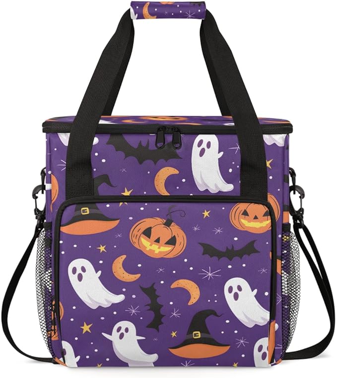 Halloween Pumpkin Coffee Maker Carrying Bag Cartoon Pumpkin Travel Storage Bag Compatible with K-Mini or K-Mini Plus Single Serve Coffee Brewer Carrying Case with Multiple Pockets &amp Shoulder Str