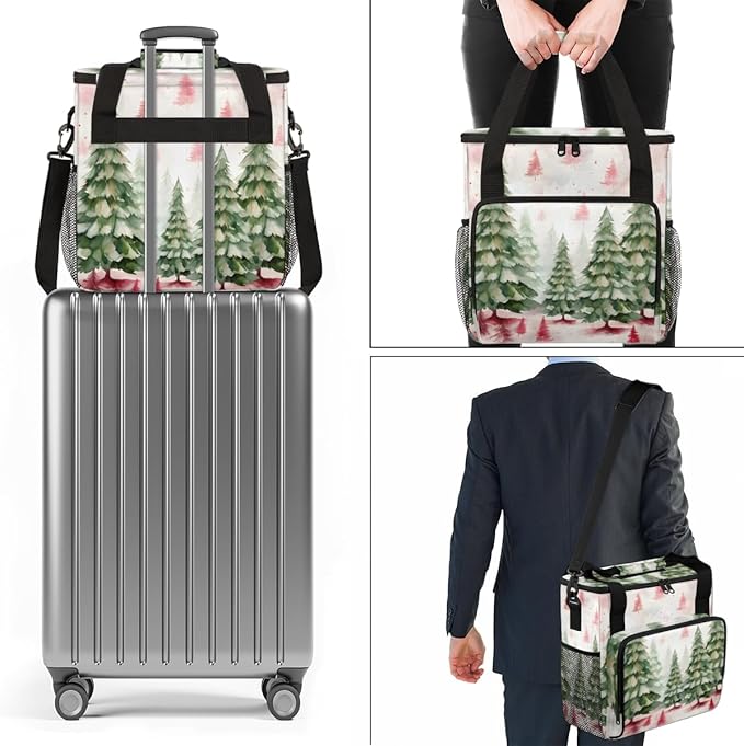 Xmas Christmas Tree Coffee Maker Carrying Bag Portable Travel Storage Tote Bag Compatible with K-Mini or K-Mini Plus Single Serve Coffee Brewer Carrying Case with Multiple Pockets &amp Shoulder Str