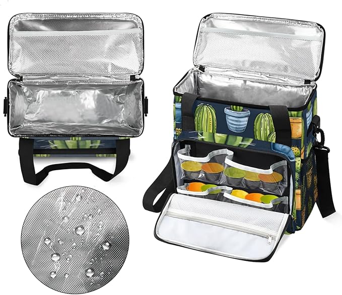 Potted Cactus Coffee Maker Travel Bag for Keurig K-Mini/K-Mini Plus Insulated Waterproof Tote with Pockets for K-Cup Portable Single-Serve Brewer Case