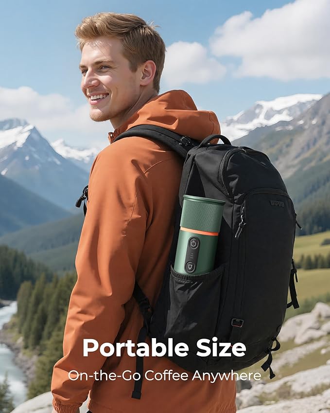 Portable Espresso Coffee Maker Travel Coffee Maker for Camping 20 Bar Self‑Heating Rechargeable with USB-C with NS Capsule for Car/Travel/Camping