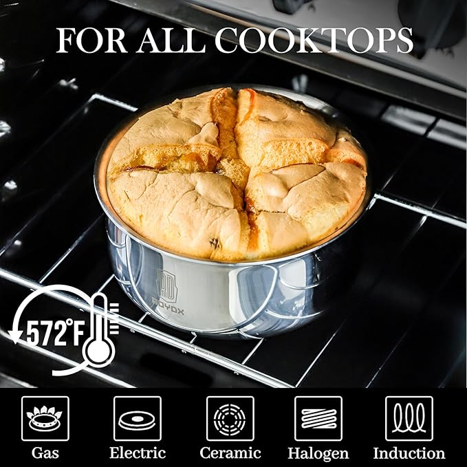 ROYDX 20pcs Tri-Ply Stainless Steel Cookware Set 18/10 Stainless Steel Pots and Pans Set with Detachable Handle Cookware Set PFOA Free for All Stoves Space Saving Induction Oven Safe