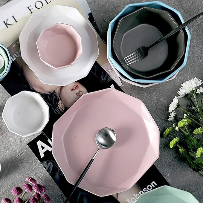 Ceramics Dinnerware Set with 36 PiecesBowl/Dish/Spoon|Dinner SetsGeometric Cut Pattern Porcelain Combination Set