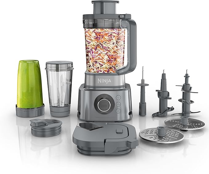 Ninja Blender &amp Food Processor Combo Foodi Power Blender System for Smoothies Bowls Spreads &amp Shakes 6 Functions 72-oz Pitcher To-Go Cups Silver SS401