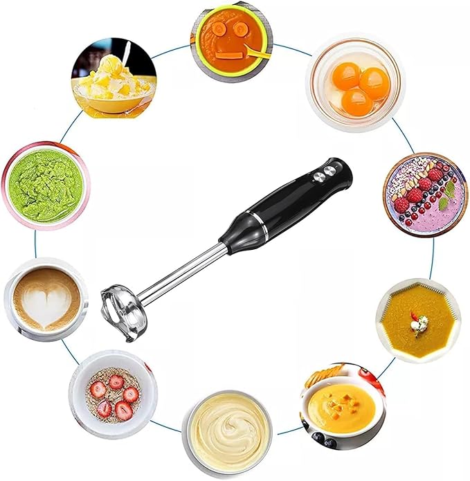 Food Blender 4-in-1 Household Handheld Food Cooking Stick with Ground Meat Cup Low and High Speed Setting Suitable for Home Kitchens To Prepare Children's Food So