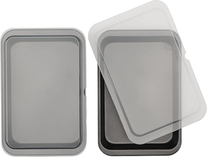 GoodCook Set of 2 Nonstick Steel 13 x 9 Cake Baking Pans with Covers Gray