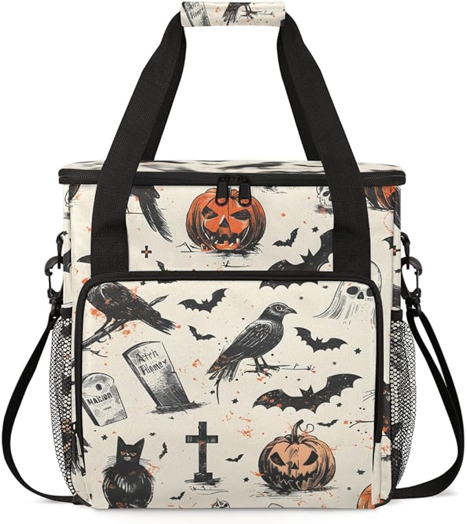 Retro Pumpkin Coffee Maker Carrying Bag Cute Pumpkin Travel Storage Bag Compatible with K-Mini or K-Mini Plus Single Serve Coffee Brewer Carrying Case with Multiple Pockets &amp Shoulder Strap