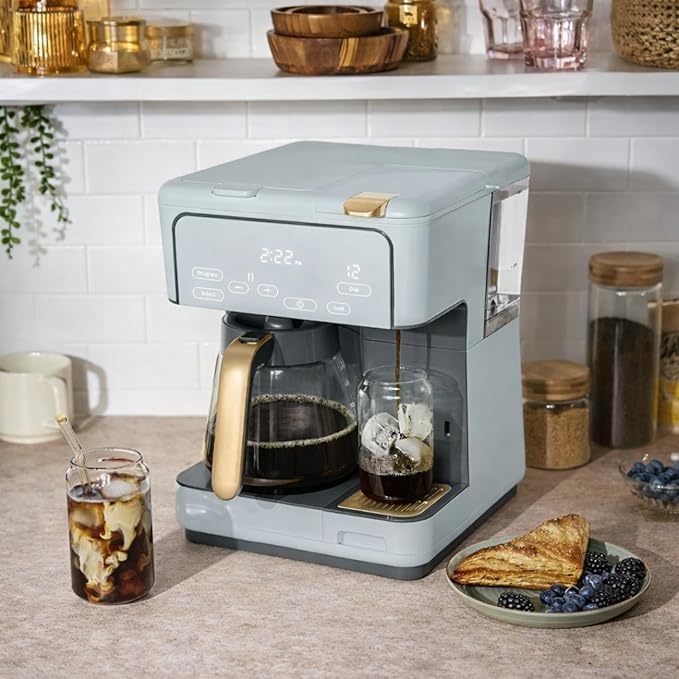 Multi Brew Coffee Maker with Single Serve and Carafe Brewing Options for Countertop Home Use (Hydrangea)