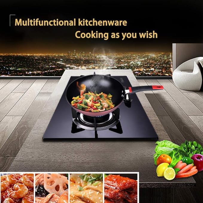 3-Piece Cookware with Glass LidFrying PanCookwareWokSturdy HandleNon StickPansuitable for Multiple Heat Sources Including Induction Cooker Easy to Clean Pans