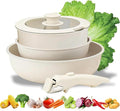 Pots and Pans Set Non Stick 5pcs Ceramic Cookware Set Non Toxic with Detachable Handles Healthy Induction Cookware Oven Safe RV Kitchen Set