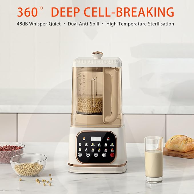 Nut Milk Maker 1750Ml - Mini Countertop Device with 14 Programs for Juices Soy Milk Smoothies and Milkshakes Hot and Cold Functionality