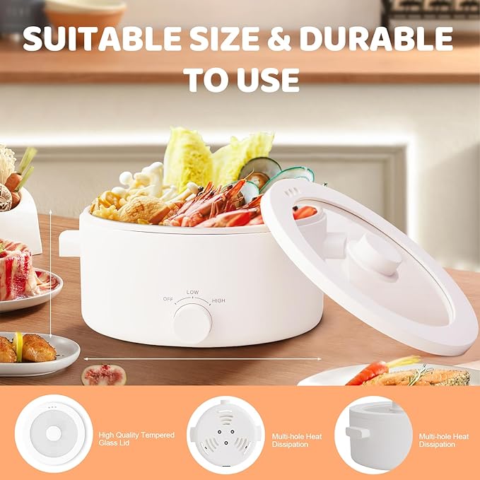 Rice Cooker 2 Cup Uncooked with 4 Cooking Functions&amp Olayks Hot Pot Electric 3L Portable Electric Pot with Ceramic Non-stick Coating for Steak Pasta