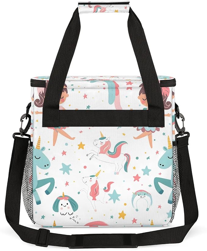 Cute Ballerina Unicorn Coffee Maker Carring Bag Large Insulated Storage Organizer Case Tote Bags with Shoulder Strap for Travel Work Picnic
