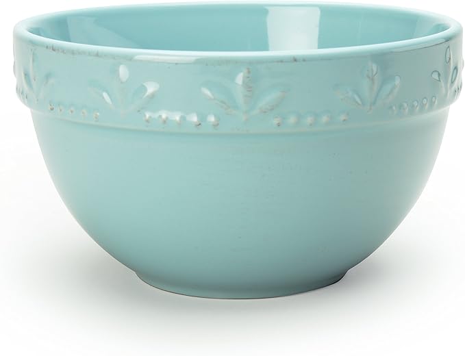 Signature Housewares 4 Piece Sorrento Collection Stoneware Dinnerware Set Aqua Blue