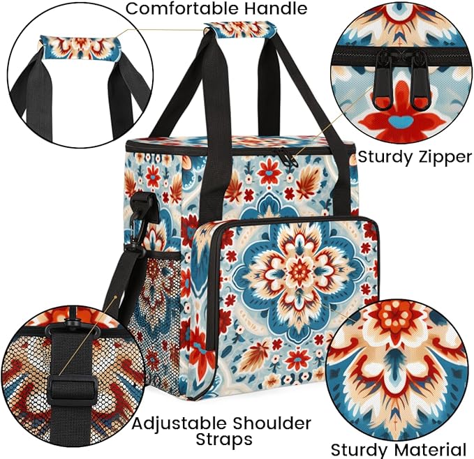 Luminous Mandala Coffee Maker Carrying Bag Portable Travel Storage Tote Bag Compatible with K-Mini or K-Mini Plus Single Serve Coffee Brewer Carrying Case with Multiple Pockets &amp Shoulder Strap