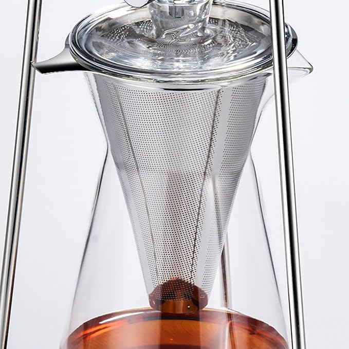 Cold Brew Drip Tower Ice Drip Coffee Maker with Pour-Over Coffee Pot High Borosilicate Heat-Resistant Glass &amp Stainless Steel Filter 2-4 Cup for Cold Brewed Coffee and Tea